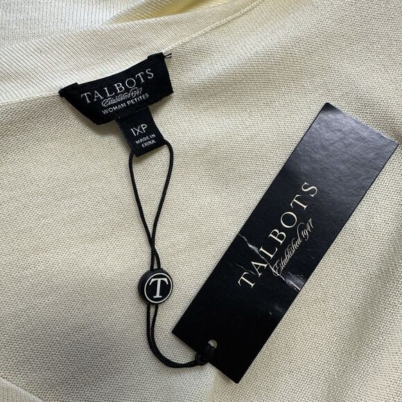 New Talbots Yellow Silk Cotton Button Cardigan Sweater Thin Knit Plus 1X Petite - Picture 7 of 8